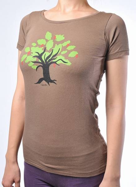 T-shirt Yoga-träd ORGANIC Brown Gandhi Destiny Yoga Tee