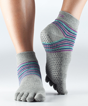 Toesox Heather grey Striped